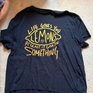 Women’s Black Graphic Tee with Yellow Print